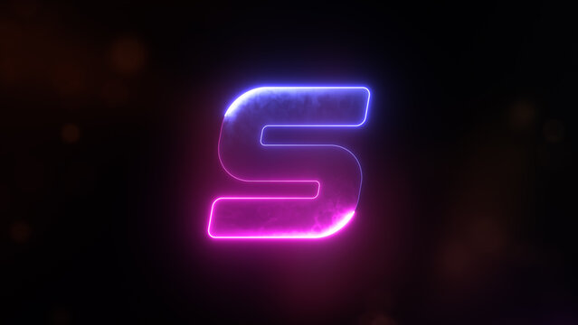 Glowing neon capital Latin alphabet S. English Language Letter S, Neon futuristic effect. Trendy font with glow lighting. Educational concepts