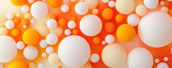 Poster - A vibrant abstract design featuring an array of colorful, overlapping spheres in shades of orange, white, and yellow.