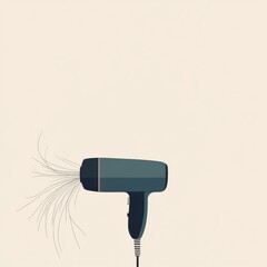 Aufkleber - Hair dryer with scattered hair strands on a light background during a beauty routine at home. Generative AI
