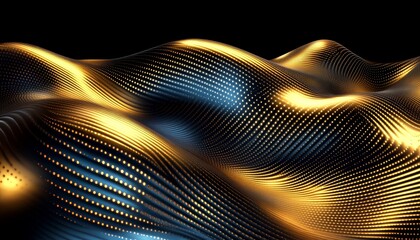 Aufkleber - Abstract Background, Flowing Golden Waves, Digital Art, Shiny Metallic Texture, Luxurious Design