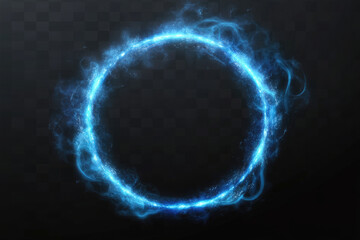 Wall Mural - Circular, glowing, blue energy ring, transparent background