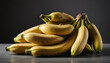 © satrio - A minimalist, commercial-style image of a bunch of ripe bananas placed elegantly on a smooth matte surface, illuminated by soft, diffused lighting