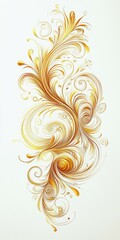 Wall Mural - Elegant gold swirl design on a white background