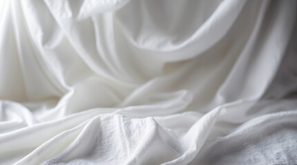 Poster - white fabric drapes and folds with soft textures and light shadows creating an elegant backdrop with