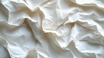 Poster - Abstract Texture: Creamy White Crinkled Fabric