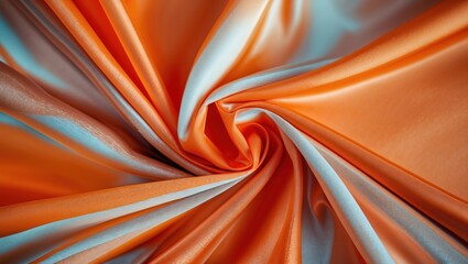 Poster - Orange and blue polyester fabric swirl abstract background for high-quality textile or design prints.