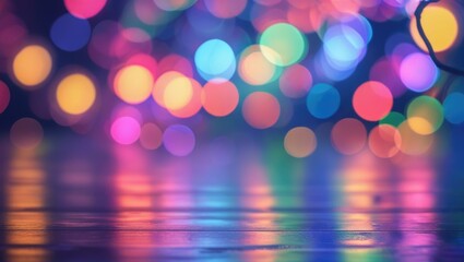 Poster - Bright colorful bokeh background with reflections creating a dreamy atmosphere suitable for celebrations and festive themes