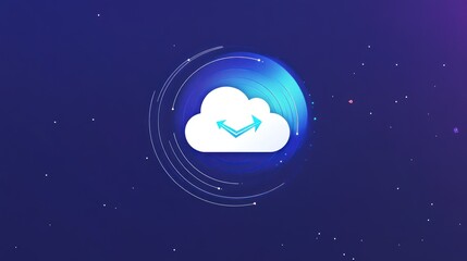 Poster - Cloud data transfer, digital network, global connection, glowing background, tech illustration