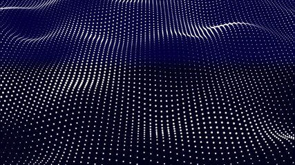 Poster - Technology futuristic digital flow seamless looping. Abstract clean wavy dots motion background