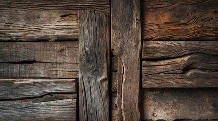 Poster - Weathered wooden textures showcasing rustic charm and natural patterns ideal for backgrounds and design elements.