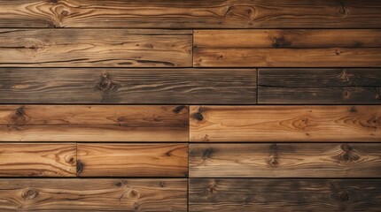 Poster - Wooden Plank Wall Texture with Natural Grain Patterns in Varying Shades of Brown and Black Suitable for Background Use Copy Space