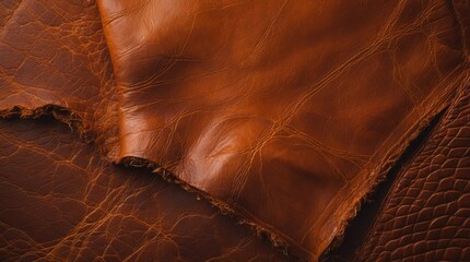 Poster - Rich natural leather texture in warm tones showcasing unique patterns and grains ideal for backgrounds and design projects.