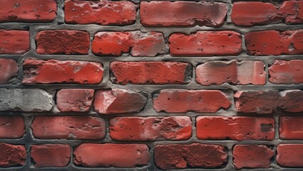 Poster - Textured close-up of weathered red brick wall showcasing rustic colors and rough surface for industrial or vintage design backgrounds