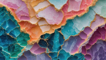 Poster - Colorful gemstone wall texture with gradient hues showcasing abstract patterns and natural formations for artistic backgrounds.