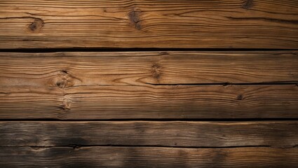 Poster - Brown wooden texture with natural grain pattern and knots, rustic background with dark and light shades, suitable for various designs and presentations.