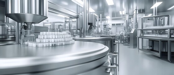Poster - a modern industrial facility showcasing advanced machinery and assembly lines. the sleek environment