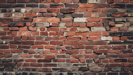 Poster - Weathered red brick wall texture perfect for backgrounds and design applications showcasing vintage architecture and urban aesthetics.