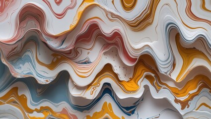 Poster - Colorful Abstract Marbled Acrylic Paper Textures with Fluid Patterns and Vibrant Tones Suitable for Art and Design Backgrounds