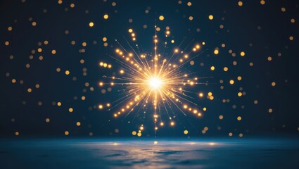 Poster - Bright magical light burst with sparkling particles on a dark background creating an enchanting and captivating illustration of fantasy.