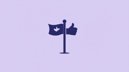 Poster - Flat design flag with thumbs up approval icon