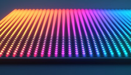 Aufkleber - Colorful LED screen with vibrant lights in a mesmerizing gradient pattern.
