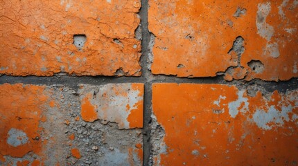 Poster - Textured orange cement floor surface with wear and tear for creative background and design purposes. Ideal for vintage or industrial aesthetics.