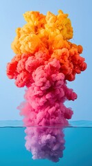 Poster - Colorful smoke explosion above clear water creates a striking visual contrast.