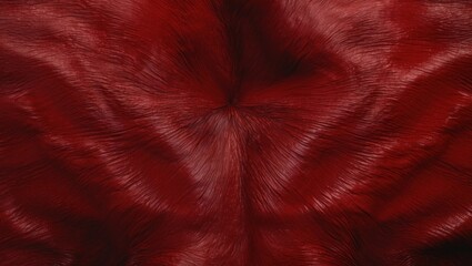 Poster - Scarlet cowhide texture with glossy finish showcasing rich red fibers in a full frame perspective ideal for design and background applications.