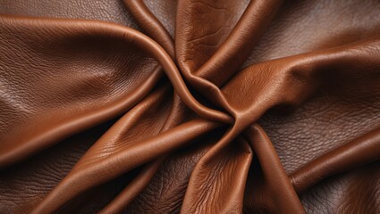 Poster - High-resolution close-up of premium natural brown leather texture showcasing its softness and unique grain patterns.