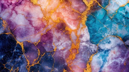 Poster - Vibrant abstract marble texture with rich colors and golden veins creating a luxurious background for design and artistic projects