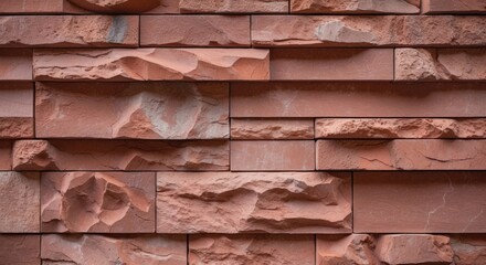 Poster - Decorative red sandstone wall slabs with textured surface ideal for architectural and interior design backgrounds