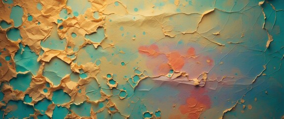 Poster - Textured vintage paper background with colorful spots and creases, ideal for creative designs and abstract art projects.