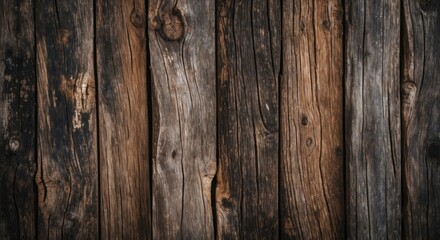 Poster - Weathered wooden texture background with rich brown hues showcasing tree trunk features for rustic design themes and natural aesthetics.