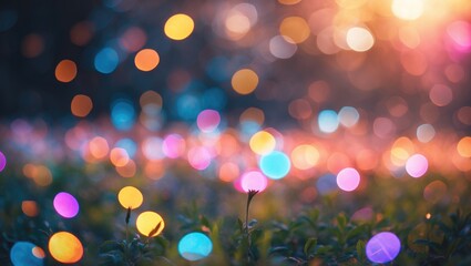 Poster - Colorful Bokeh Background with Sparkling Light Effects and Soft Focus for Text Overlay and Design Projects