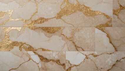 Poster - Elegant marble light beige stone texture featuring intricate gold veins on a sophisticated wall background. Perfect for luxury design projects.