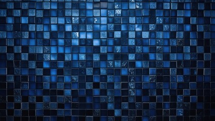 Leinwandbilder - Elegant dark blue mosaic texture with a grunge finish suitable for luxury brochures and backgrounds, featuring small squares and light center.
