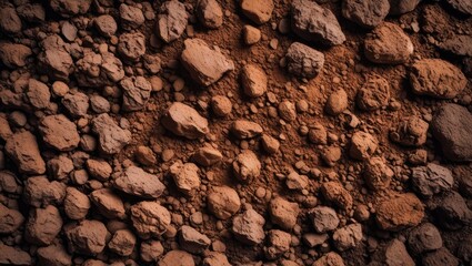 Poster - Texture of laterite soil with rocky elements in earthy tones suitable for backgrounds or natural design projects.