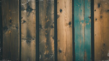 Poster - Textured wooden planks with a grunge effect showcasing a mix of colors and natural imperfections for rustic backgrounds or design purposes