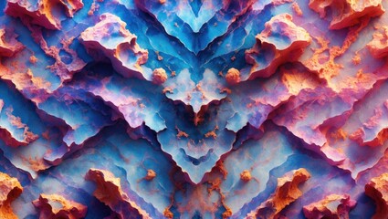 Poster - Abstract vibrant marble texture with layered patterns in blue and orange suitable for backgrounds and floor designs