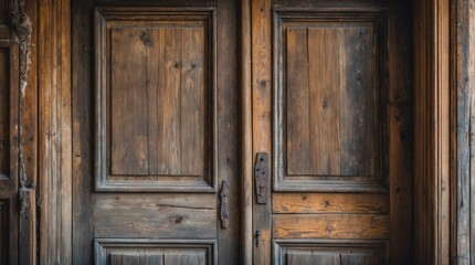 Poster - Vintage wooden door with detailed grain pattern and rustic charm perfect for backgrounds and heritage themes.