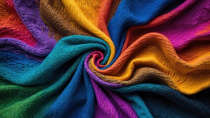 Fototapete - Vibrant swirling fabric texture showcasing a blend of rich colors in abstract patterns suitable for creative design and artistic projects