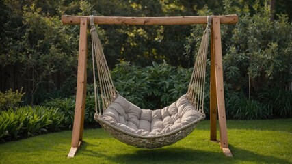 Poster - Cozy Garden Swing Hammock Ideal for Relaxation in a Serene Outdoor Setting