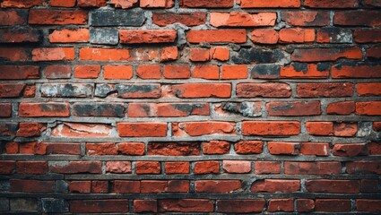 Poster - Vintage red brick wall texture with worn and weathered appearance ideal for background use in design and artistic projects.