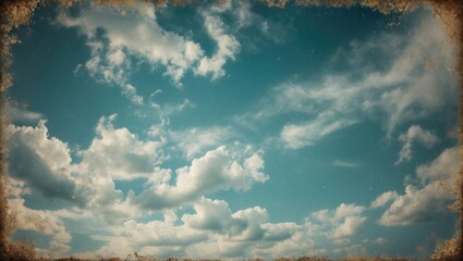 Poster - Vintage Cloudy Sky Background With Grunge Texture Featuring Empty Space For Text Overlay