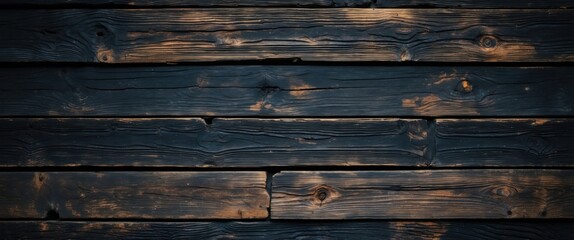 Poster - Dark wooden plank texture background with natural patterns ideal for design projects and creative backgrounds. Perfect for adding depth and warmth.