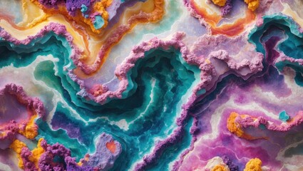 Poster - Colorful marble seamless texture for interior design and flooring applications with vibrant swirls and shades creating an artistic appeal.
