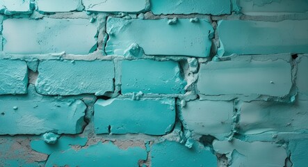 Poster - Aquamarine brick wall texture for creative backgrounds and design elements