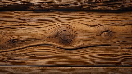 Poster - Close-up of rustic oak wood texture showcasing natural grain patterns and knots ideal for background or design with ample copy space.