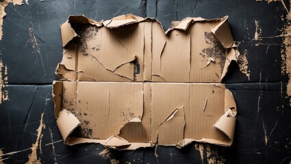 Poster - Torn and Ripped Cardboard Texture with Grunge Background for Creative Design and Text Overlay Applications