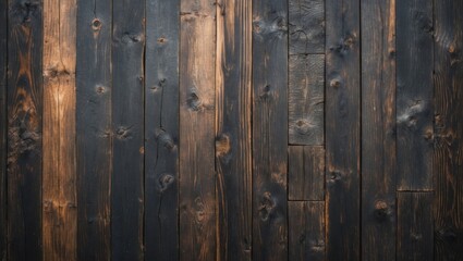 Poster - Dark wooden wall texture background with high resolution detailing showcasing natural grain patterns and unique imperfections.
